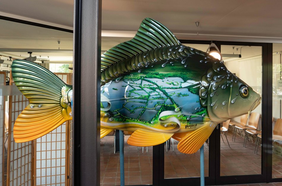 künstlicher bemalter Fisch in Museum