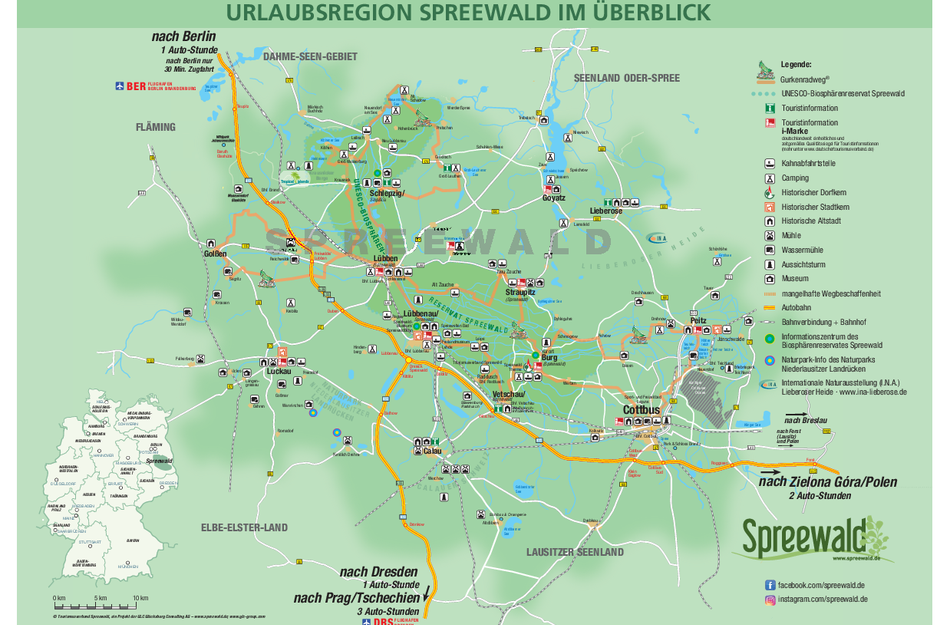 Reisegebietskarte Spreewald